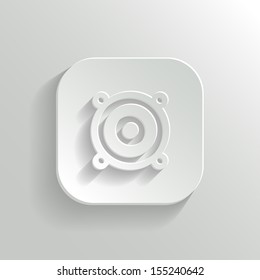 Audio speaker icon - vector white app button with shadow