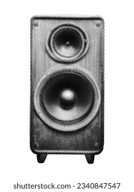 audio speaker isolated in white background retro halftone effect collage cut-out element for mixed media vintage dotted texture grunge punk