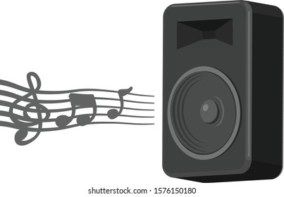 Audio speaker and musical symbol vector icon
