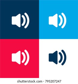 Audio speaker on four color material and minimal icon logo set in red and blue