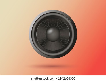 
Audio speaker on a red background. Speaker in the vector.