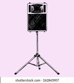  audio speaker on a stand, doodle style, hand drawn