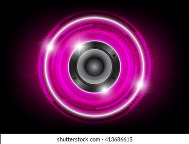 Audio speaker with pink circle technology background