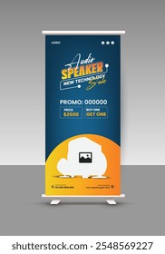 Audio Speaker Sale Roll-Up Banner Design Template und Black Friday Sale Display Stande Banner Design Layout