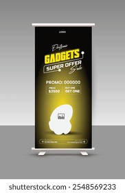 Audio Speaker Sale Roll-Up Banner Design Template und Black Friday Sale Display Stande Banner Design Layout