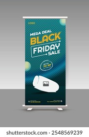 Audio Speaker Sale Roll-Up Banner Design Template und Black Friday Sale Display Stande Banner Design Layout