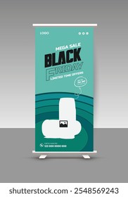 Audio Speaker Sale Roll-Up Banner Design Template und Black Friday Sale Display Stande Banner Design Layout