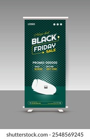 Audio Speaker Sale Roll-Up Banner Design Template und Black Friday Sale Display Stande Banner Design Layout