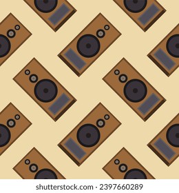 audio speaker seamless pattern. loud speaker box background pattern, creative and beautiful shape amazing studio stereo modern electronics loud speaker seamless pattern illustration design