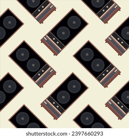 audio speaker seamless pattern. loud speaker box background pattern, creative and beautiful shape amazing studio stereo modern electronics loud speaker seamless pattern illustration design