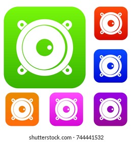 Audio speaker set icon color in flat style isolated on white. Collection sings vector illustration