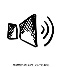 Audio speaker sketch vector illustration. Sound volume hand drawn icon. 