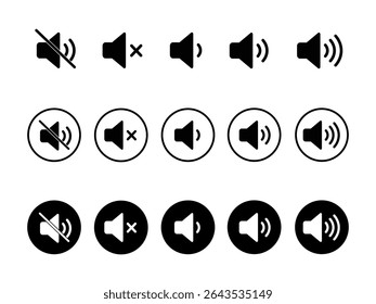 Audio speaker sound. Collection of volume icons. Maximum volume set. Speaker symbol on white background