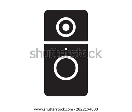 Audio speaker sound device silhouette icon with loudspeaker amplifier acoustic