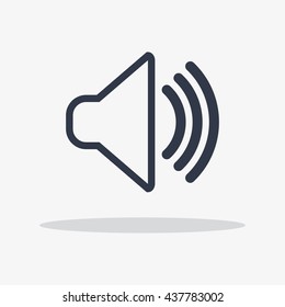 Audio speaker volume icon black. Cartoon flat vector illustration. Objects isolated on a white background.