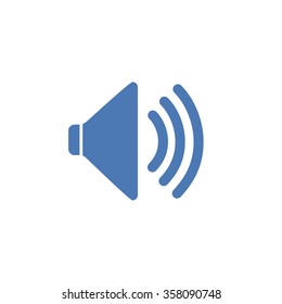 Audio Speaker Volume Icon blue on white background vector illustration
