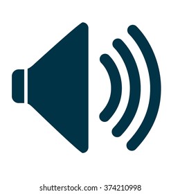 Altavoz de audio Icono de volumen azul oscuro en ilustración vectorial de fondo blanco