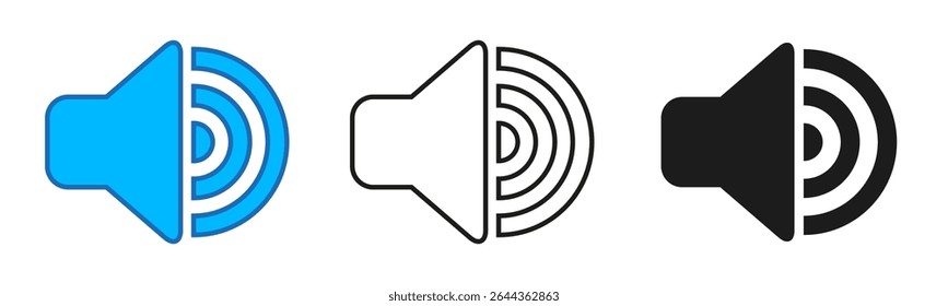Ícone de volume do alto-falante de áudio em estilo diferente - vetor
