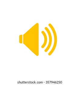 Audio Speaker Volume Icon gold on white background vector illustration
