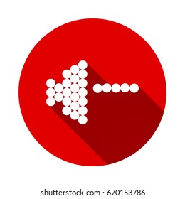 Audio Speaker Volume Icon isolated on red background with long shadow. flat icon