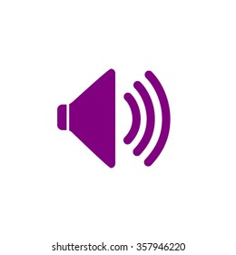 Audio Speaker Volume Icon purple on white background vector illustration