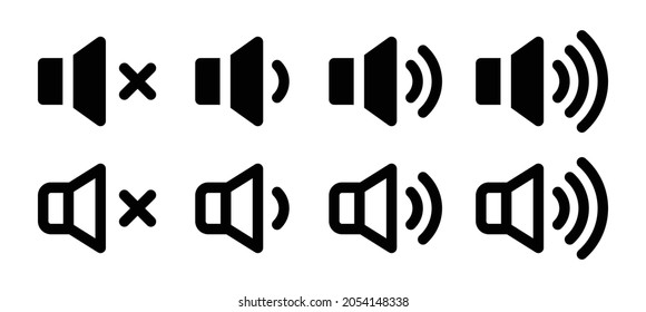 Audio speaker volume icon set. Vector illustration. Sound volume icon.