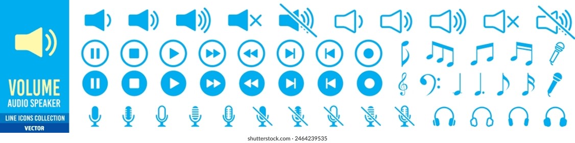 Audio speaker volume icons collection illustration vector