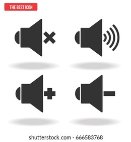 Audio speaker volume icons set. Vector illustration.