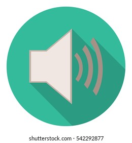 Audio Speaker Volume long shadow flat icon.