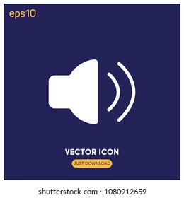 Audio Speaker Volume Or Music Speaker Volume Vector Icon Illustration For Web And Mobile App. Blue Background.Ui/Ux