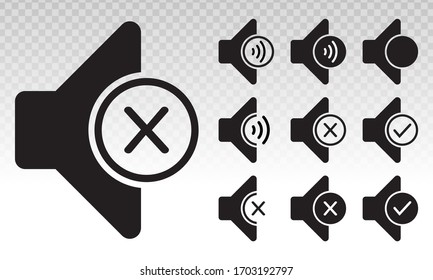 Audio speaker volume and speaker mute on a transparent background.