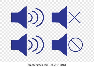 Audio speaker volume. Set of volume icons. Set of no sound, No speaker icon.  Silent mode icons. eps 10