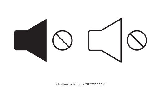 Audio speaker volume. Set of volume icons. Volume max collection. No speaker icon. Mute speaker icon. Speaker icon on white background.