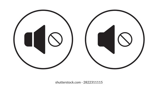 Audio speaker volume. Set of volume icons. Volume max collection. No speaker icon. Mute speaker icon. Speaker icon on white background.