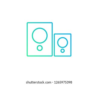 Audio speaker web icon isolated on white background, top view