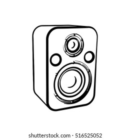 Audio speaker.Isolated on white background.Vector outline illustration.