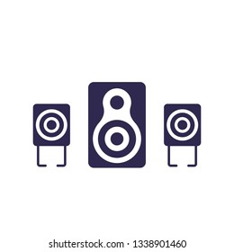 audio speakers, 2.1 audio system on white, vector