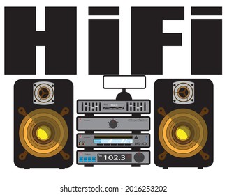 Sistema hifi de altavoces de audio completo vector 