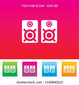 Audio Speakers Icon in Colored Square box. eps-10