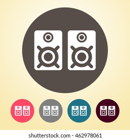 Audio Speakers Icon in round shape. 