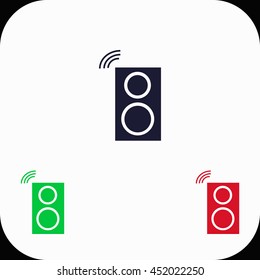Audio speakers Illustration set. Blue, green, red icon.