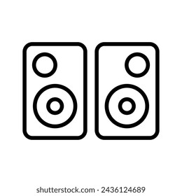 Audio speakers outline vector icon isolated on white background. Audio speakers line vector icon for web, mobile and ui design