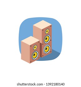 Audio speakers. Vector 3d isometric, color web icons set, new flat style. Creative illustration, idea for infographics.