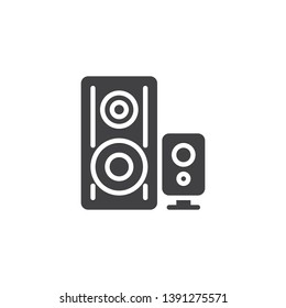 Audio speakers vector icon. Stereo system filled flat sign for mobile concept and web design. Sound speaker glyph icon. Symbol, logo illustration. Pixel perfect vector graphics