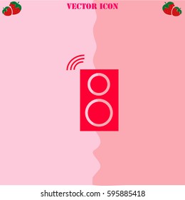 Audio speakers vector  icon. Strawberry Background.