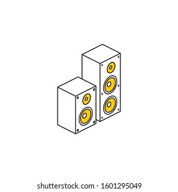 Audio speakers. Vector line, 3d stroke isometric, color web icon, new flat style. Creative illustration design, abstract idea for infographics.