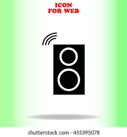 Audio speakers web icon. Black illustration on white background