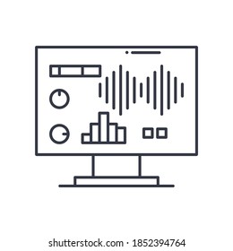 Icono de espectro de audio, ilustración lineal aislada, vector de línea delgada, signo de diseño web, símbolo de concepto de contorno con trazo editable sobre fondo blanco.