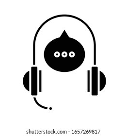 Icono negro de voz de audio, ilustración conceptual, símbolo plano vectorial, signo de glifo.