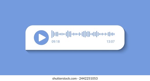 Audio speech soundbar in messenger app. Mobile chat soundwave line. Sound wave of voice. Record music player interface. Equalizer icon with spectrum noise. Vector illustration.